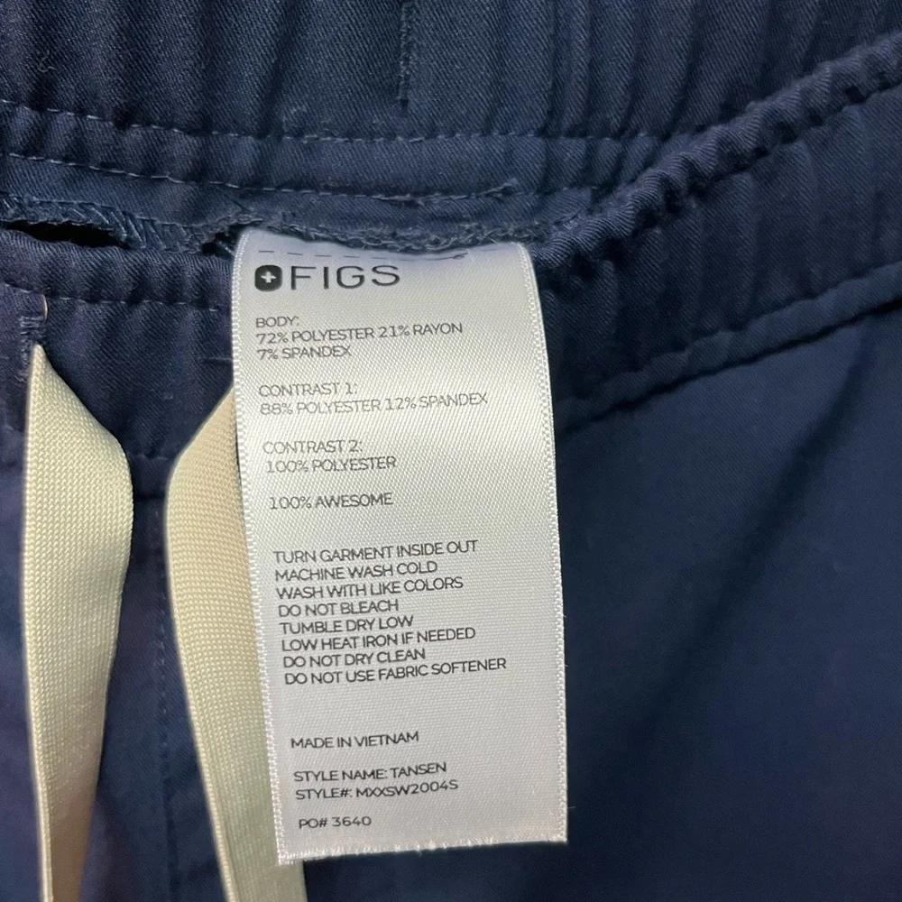 Figs Blue Joggers with Elastic Waistband and Tapered Legs